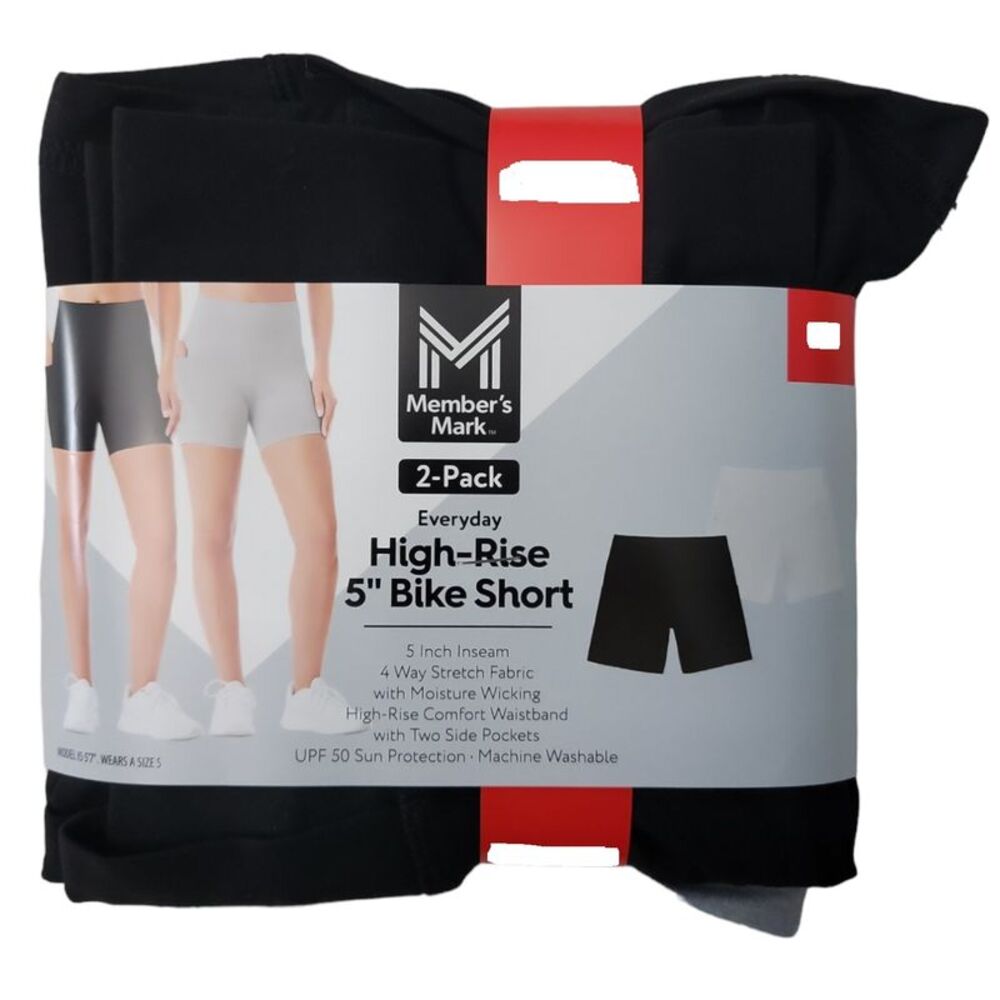 Black/Lt Grey Heather - Member's Mark Ladies UPF 50 Sun Protection 5" Bike Short